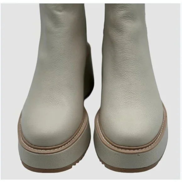 Dolce Vita Hilde Women’s Ankle Boots Ivory Leather Wedge Platform Size 9.5 NWOB - Picture 5 of 9